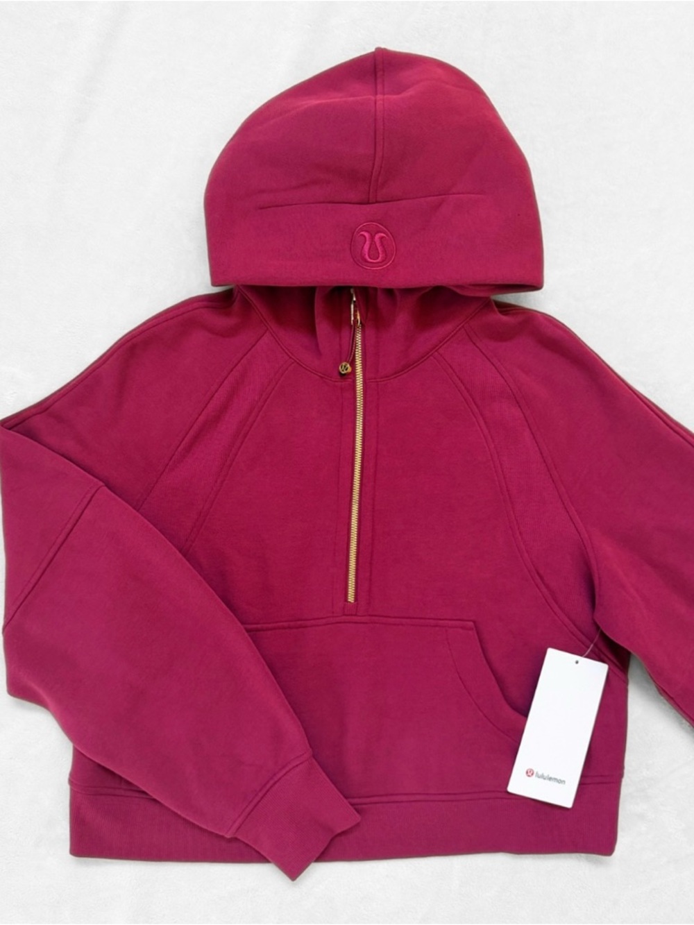 NWT Lululemon Scuba Oversized Half Zip Hoodie – Magenta Smoke/Gold – XS/S